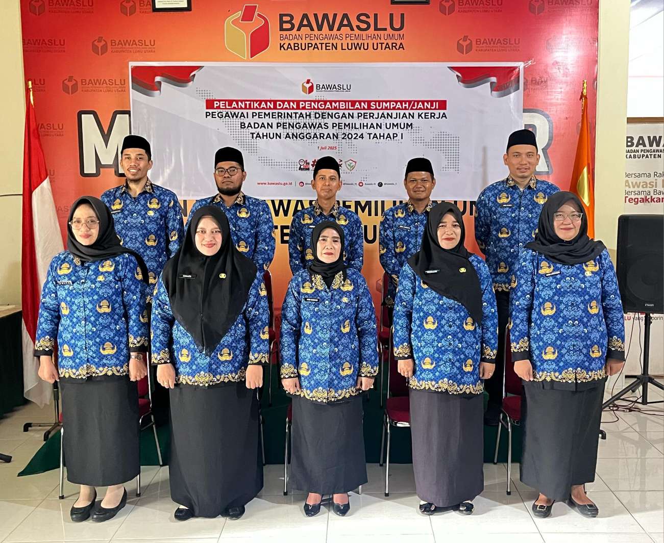 PELANTIKAN DAN PENGAMBILAN SUMPAH/JANJI PEGAWAI PEMERINTAH DENGAN PERJANJIAN KERJA (PPPK) TA. 2024 TAHAP I DI LINGKUNGAN BADAN PENGAWAS PEMILIHAN UMUM