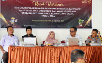 Sambutan Anggota Bawaslu Luwu Utara Tasran pada Giat Rapat Koordinasi Persiapan Pelaksanaan Kampanye dan Dana Kampanye Pilkada Tahun 2024