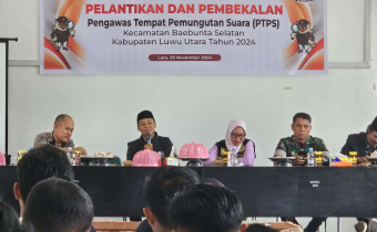 Sambutan Anggota Bawaslu Luwu Utara Tasran Pada Pelantikan PTPS 