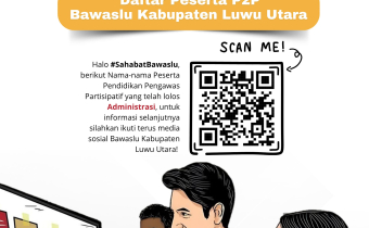 Bawaslu Luwu Utara Umumkan Daftar Peserta Lolos Administrasi Pendidikan Pengawas Partisipatif (P2P)