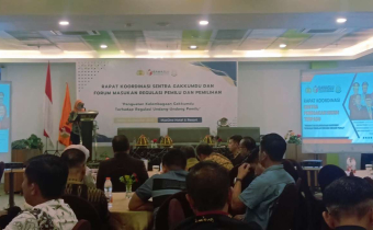 Ketua dan Anggota Bawaslu Kabupaten Luwu Utara Hadiri Penguatan Kelembagaan Sentra Gakkumdu yang Dilaksanakan oleh Bawaslu Provinsi Sulawesi Selatan